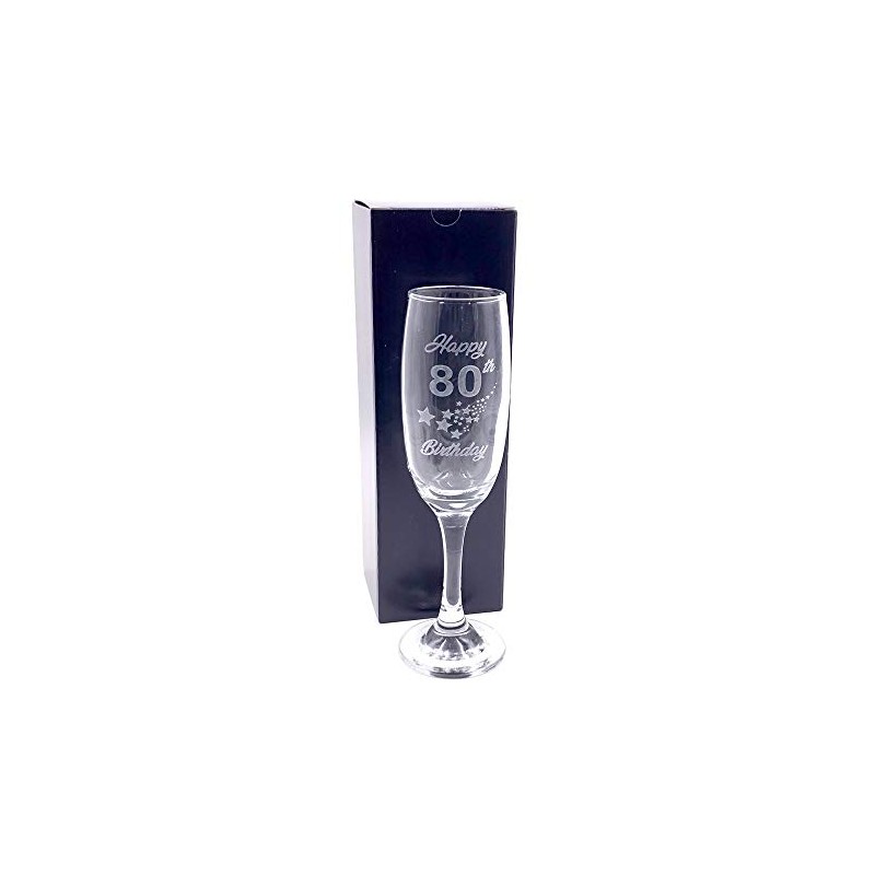 ukgiftstoreonline 80th Birthday Stars Champagne Flute Glass Gift Boxed