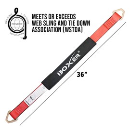 Boxer 4 Pack 2" x 36" Premium Blue Axle Straps Tie Downs w/Delta Ring - Adjustable Tire Wheel Tie Down with Protective Sleeve