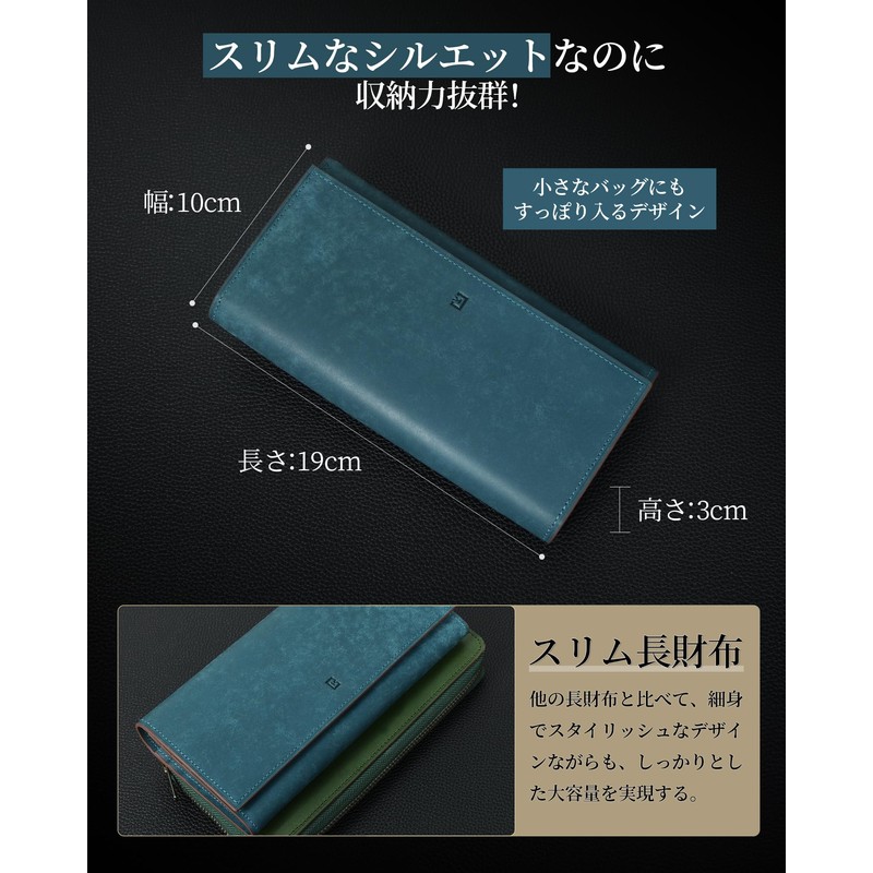 Kawaoto Men's Long Wallet, Genuine Leather, Pueblo Leather, Large Capacity,