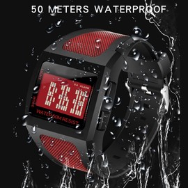 Men's Watch, Water Resistant, 16.6 ft (50 m), Digital Watch, Military Watch, Multifunctional, Backlight, Alarm, Week Display, Unisex, Students, Gift, Popular,, white, sports