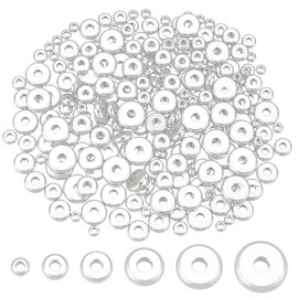 CRAFTYMELODY 240Pcs 6 Styles Flat Round Spacer Beads 3/4/5/6/7/8mm 18K Gold Brass Disc Loose Beads Rondelle Silver Spacer Beads Bulk for Jewelry Making Accessory Supplies DIY Bracelet Necklace Craft