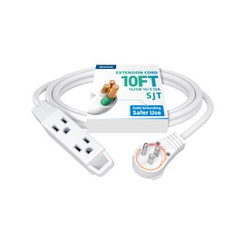 DEWENWILS 360° Rotating Flat Plug Extension Cord, 10FT Extension Cord Rotating Plug, 3 Prong 16/3C Grounded Flat Power Cable for Indoor Narrow Space, 13A/125V/1625W SJT-3, ETL Listed, White