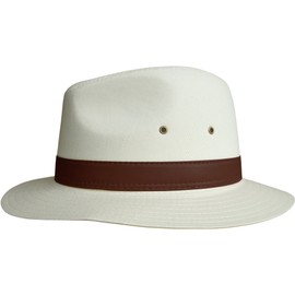 Men's Unisex Natural Fedora Summer Sun Hat with Faux Leather Band (X-Large (60cm))