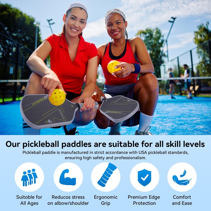 HVLKUB Lightweight Pickleball Paddle Equipment-Raw T700 Carbon Fiber Surface|16mm PP