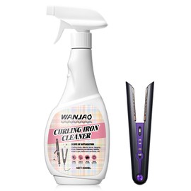 WANJAO Iron Cleaner, Curling Iron Cleaner Deep Cleaning Solution Quickly Removes Residue Grease for Hair Straighteners, Flat Irons Curling Wands Cosmetology Supplies,500ml