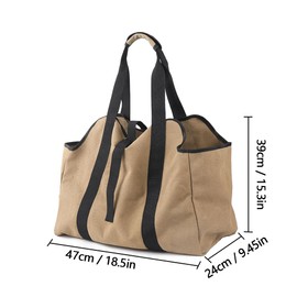 Heavy Duty Log Tote Bag ValueHall 16oz Canvas Log Carrier Tote Bag Canvas Firewood Log Carrier Wood Carrying Bag with Handles for Fireplaces, Wood Stoves and Camping Outdoor V1F04