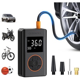 QUIXNOVA Tire Inflator Portable Air Compressor - 150 PSI Cordless Mini Bike Tire Pump, Air Pump for Car Motorcycle Bicycle Tires, Balls, with Pressure Gauge, LED Light
