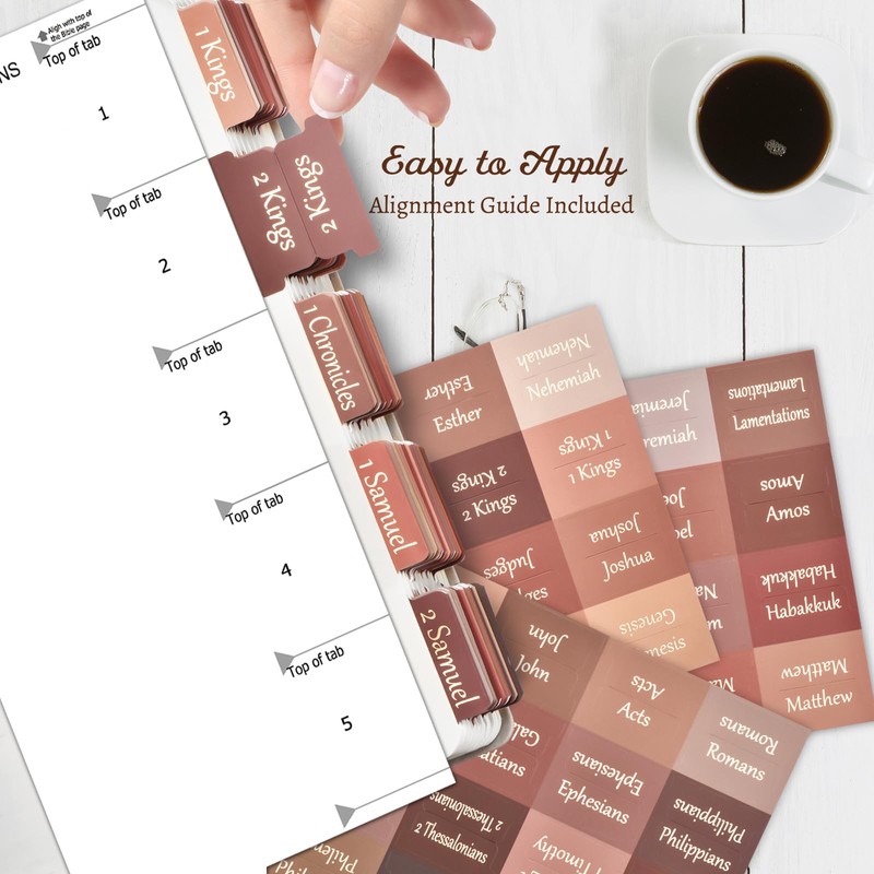 Gold Foil Earthy Brown Bible Tabs for Women/Men/Kids, 100 Laminated