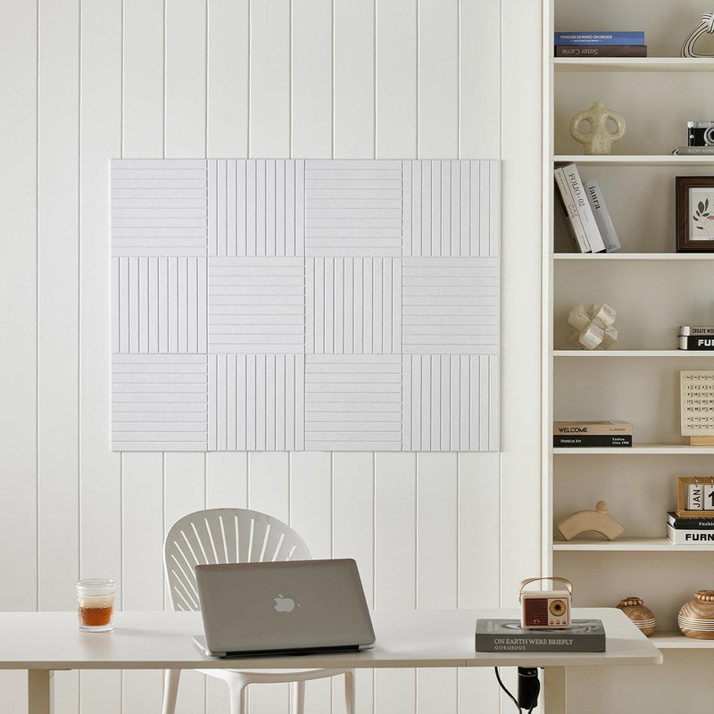 Lightomorrow 12-Pack Felt Wall Tiles, Large Bulletin Board with Safe
