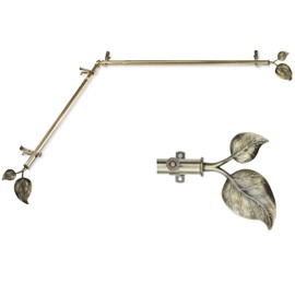 A&F Rod Decor - Leaf Corner Window Curtain Rod 66-120 inch (Each Side) - Antique Brass