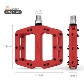MZYRH MTB Bicycle Pedals Nylon 3 Bearings Composite 9/16 Mountain Bike Pedals High Strength Non-Slip Bicycle Pedals Surface for Road BMX MTB Fixie Bikesflat