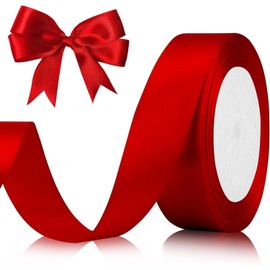 23 Metres Red Gift Ribbon 25 mm Satin Ribbon Ribbons, Wide Ribbon Decorative Ribbon Fabric Ribbon for Gift Wrapping, Crafts, Hair Bows, Bouquet, Decoration