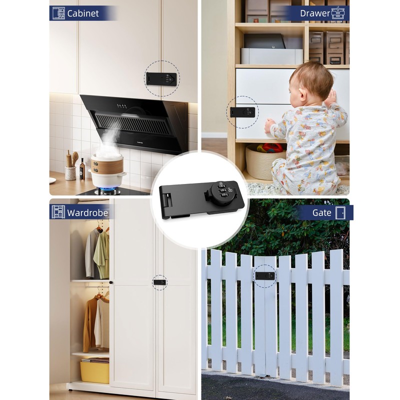 I-EASYDWW Keyless Cabinet Combination Lock, 3-Digit Password Twist Knob Hasp