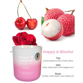 M&SENSE Lychee Cherry Rose Aromatherapy Candle for Inducing Happiness and Bliss, 14.1oz 80 Hours Non Toxic Natural Soy Wax Spiritual Healing Candles for Mother Long Lasting Candle for Women