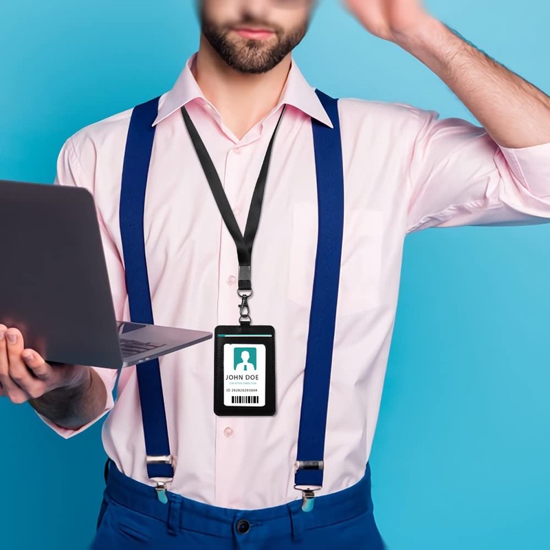 Pack of 2 Vertical Double-Sided PU Leather ID Card Holder