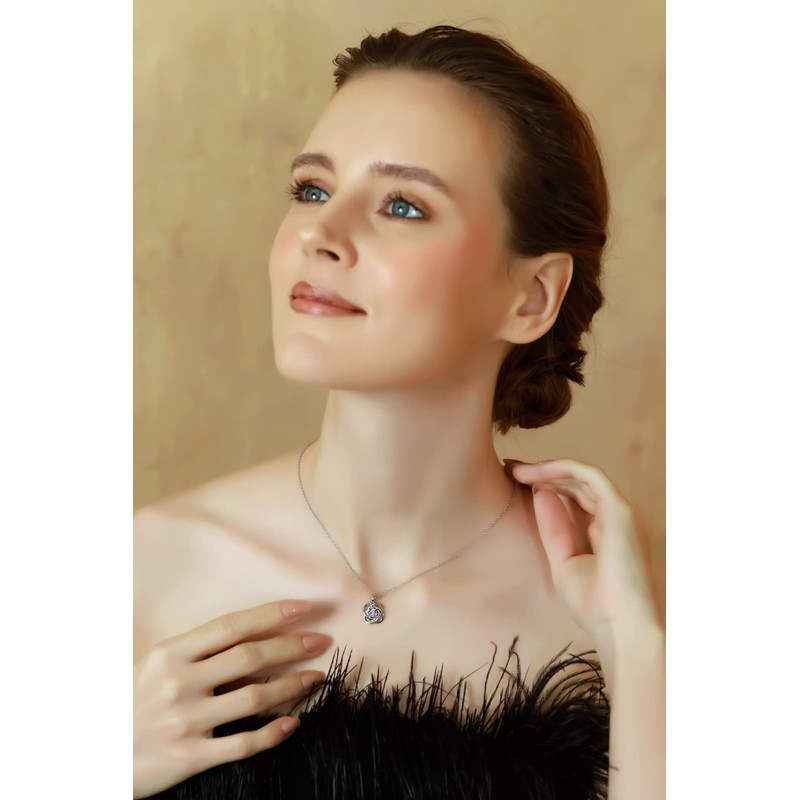 B. BRILLIANT Amethyst Necklace for Women Sterling Silver Love Knot
