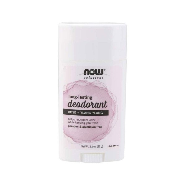 NOW Solutions, Long-Lasting Deodorant Stick, Rose and Ylang Ylang Scent,