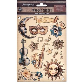 Stamperia KLSP178 Coloured Wooden Shapes, Brown, 14.8 x 21 x 0.8 cm