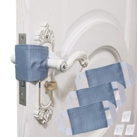 SLIFEOW Door Silencer Cloth Latch Covers, Baby Door Cover Quiet Close Pads to Reduce Slamming Noise, Door Latch Cushion Pads to Prevent Door Slamming for Safety (3, Grayish Blue, 4.1 * 3.1 inches)