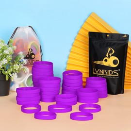 LVNRIDS Silicone Wristbands for kid 40 pcs Sport Party Rubber Bracelets Elastic Wristband Bulk Bracelet for School Teacher Supply Purple