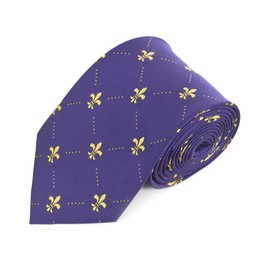 Royal Fleur De Lis Classic and Traditional Necktie, Luxurious Diamond Dotted Tie with a Satin Finish for Men.
