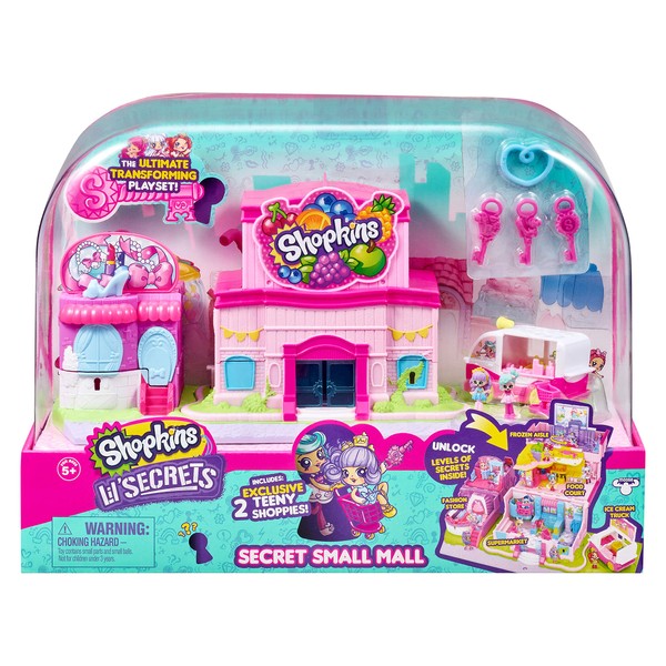 Shopkins Lil' Secrets Secret Small Mall Multi Level Playset with Grocery Store, Fashion Boutique & Ice Cream Truck