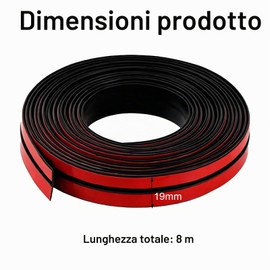 Vauki Guarnizione autoadesiva in gomma per parabrezza auto, 8 m x 19 mm, listello di tenuta nero a forma di T, adatto per porte e finestre della maggior parte dei modelli di veicoli, accessorio per
