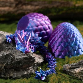 3D Printed Dragon Egg Toy, Full Dragon 3D Crystal Easter Egg with Detachable Eggshell Fidget Toys for Kids, Fidget Gift for Adults Stress Relief Autism ADHD, Easter Basket Stuffers (4PCS-A)