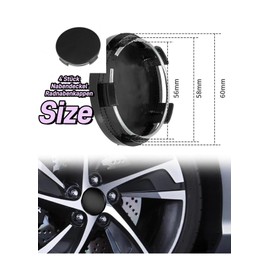 Lohill Set of 4 hub caps, wheel hub caps, wheel hub caps, black rim caps, wheel tyres, hub caps, universal for various vehicle models, OD 60 mm, ID 56 mm