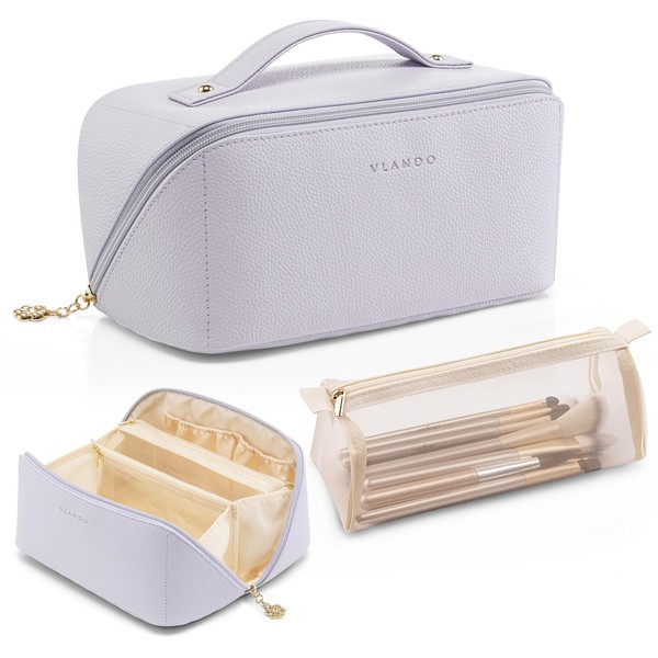 Vlando Large Capacity Travel Cosmetic Bag - Makeup Bag, PU
