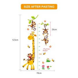 Children's Height Chart Baby Height Chart Children's Room Height Chart Size Gauge Children and Baby 3D Giraffe Altimeter Children's Measuring Bar Wall Sticker Wall Decoration Wall Picture Wall Sticker