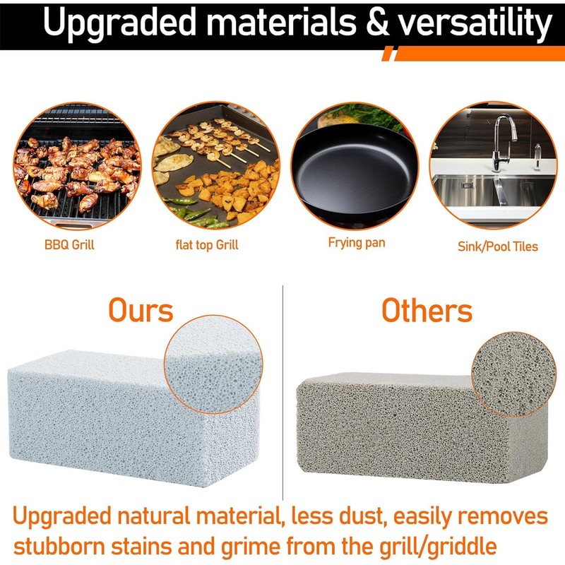 5 Pieces Heavy Duty BBQ Cleaning Bricks with Handle, Scrubbing
