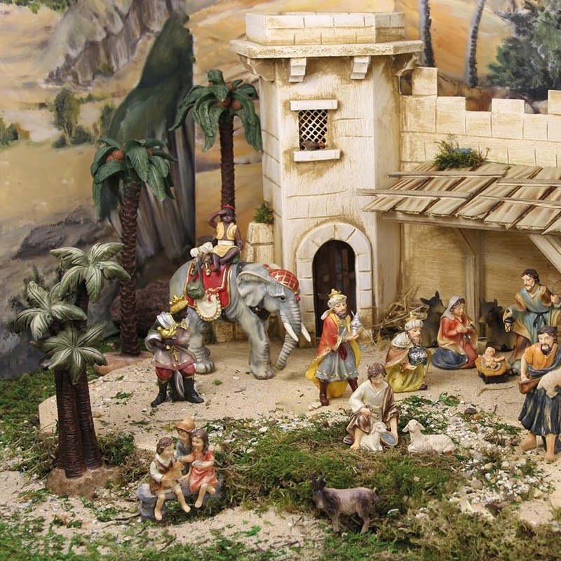 FADEDA JOK: Palm Tree/Height: 20 cm/Hand-painted/Detailed Nativity Scene Figures -