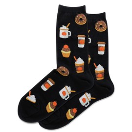 Hot Sox Women's Pumpkin Spice Crew Socks 1 Pair, Black, Shoe Size: 4-10.5