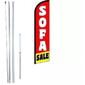 Sofa Sale (Red & Yellow)  Windless  Swooper Flag With Complete Hybrid Pole set