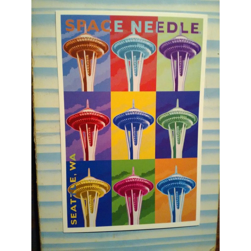 PHOTO POST CARD IN BRIGHT COLORS SPACE NEEDLE SEATTLE WASHINGTON