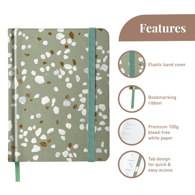 Rileys & Co. Compact Terrazzo Password Book | Alphabetically Assorted,