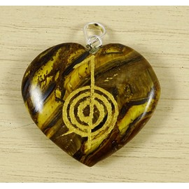 Harmonize Tiger Eye Stone Amulet Heart Shape Reiki Healing Stone Symbol Spiritual Pendant