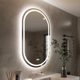 luminorcrest LED Vanity Mirror for Bathroom, 28 * 36 inches Oval Wall-Mounted, Lighted Frame, Adjustable Height and Width
