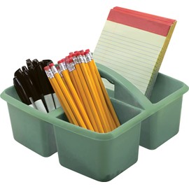 Teacher Created Resources Eucalyptus Green Portable Plastic Storage Caddy 6-Pack for Classrooms, Kids Room, and Office Organization, 3 Compartments