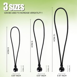 Versatile Windproof Bungee Cord Durability Tie Down Cords UV Resistant Straps Multifunction Elastic Rope (25, Black, 6 inch)