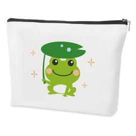 QONCV Frog Gifts, Frog Lovers Makeup Bag Frogs Themed Inspirational Motivational Encouragement Emotional Support Cheer Up Positive Cosmetic Bags Christmas Gift Presents Ideas for for Women