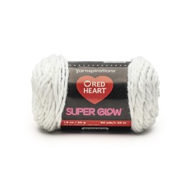 Red Heart Super Glow Lunar White Yarn - 3 Pack of 1.8oz/50g - 100% Polyester - #4 Worsted (Medium) - 50 Yards - Knitting/Crochet