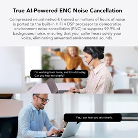 Nuroum HP31U Bluetooth Wireless Headset with Microphone, ENC Noise Cancelling Mic for Calls, Independent Mute Button, V5.3 Multi-Point, Bluetooth/Dongle/USB for Call Center/Office/Driver