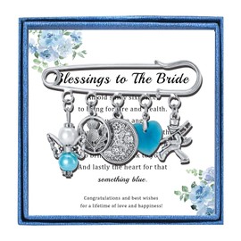 Something Blue Thistle Gifts for Scottish Bride to Be Bridal Shower Gifts Charm Wedding Pin for Her Wedding Keepsake Brooch Scottish Blessing (Something Blue - Thistle Brooch)