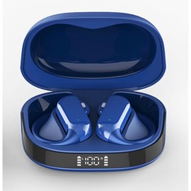 Wireless Earbuds with HD Clear Calls, 32Hrs Immersive Stereo Air Conduction Earphones with Earhooks Blue
