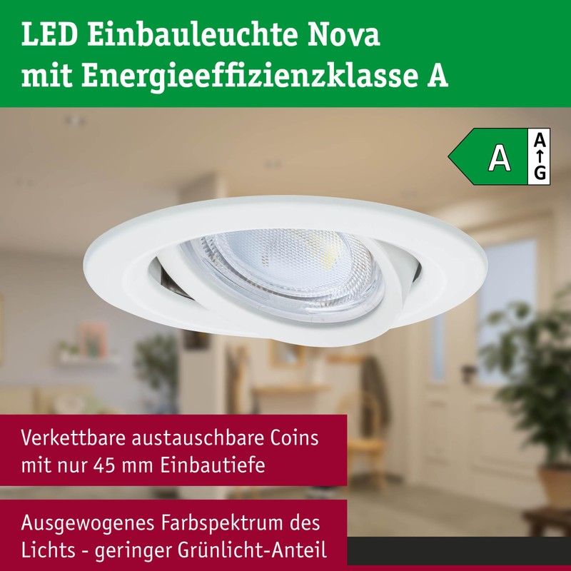 Paulmann Nova Coin 92455 LED Recessed Light Round 84 mm