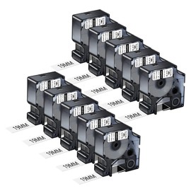 NineLeaf 10 Pack Black on White Flexible Nylon Industrial Label Tape Compatible for Dymo 18489 Rhino 4200 5000 5200 6000 Label Maker (3/4" x11.5ft)