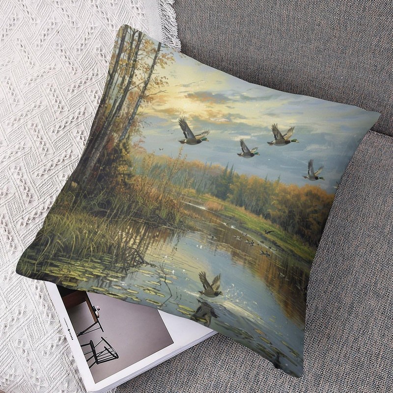 2 Packs Mallard Duck Jungle Lake Throw Pillow Covers for