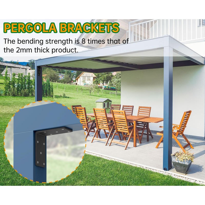 5x5“ Heavy Duty Shelf Brackets，L Brackets for Shelves Fence Pergola